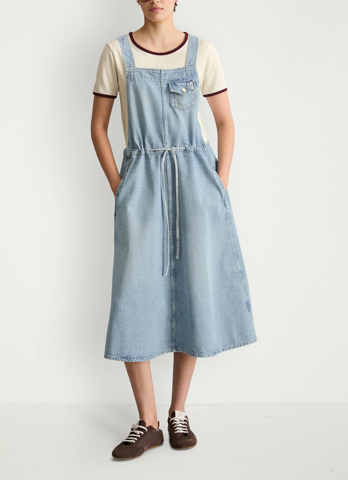 Marc O'Polo Denim Midi denim jurk met steekzakken - voorkant 2 indigo