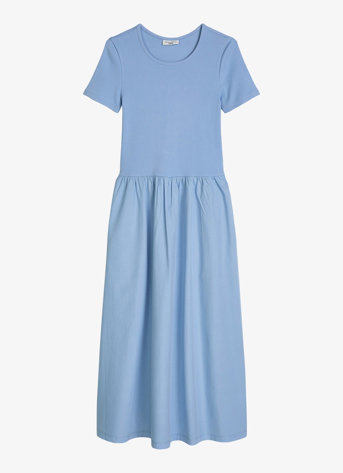 Marc O'Polo Denim Midi jurk met plooien - voorkant 3 medium blue 4840-4840 / blauw