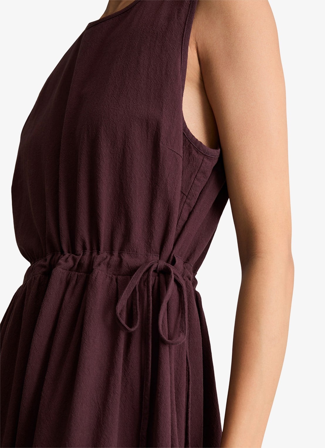 Marc O'Polo Denim Midi jurk met rugdecolleté - detail 5 burnt aubergine-6929 / paars