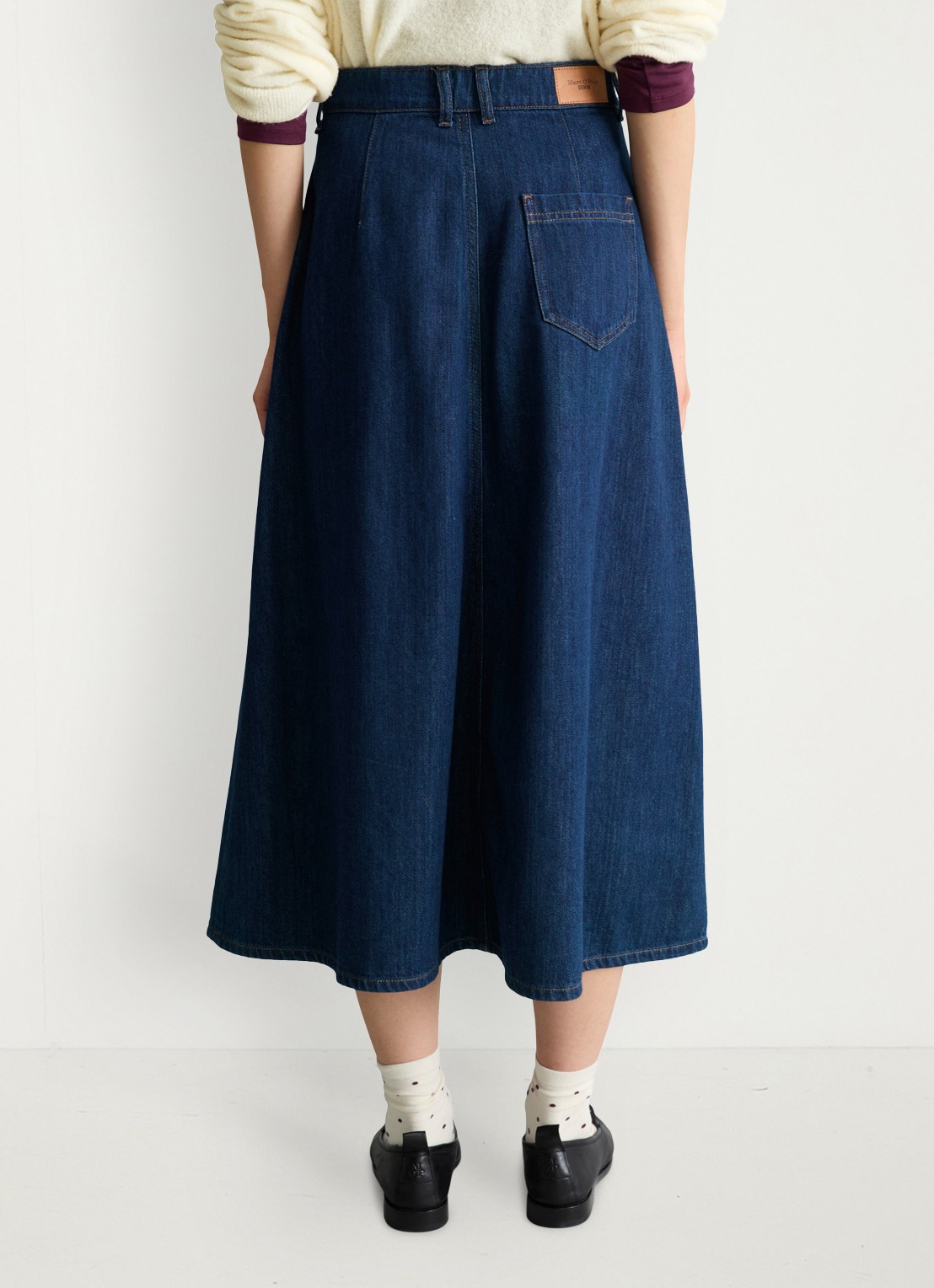 Marc O'Polo Denim Midi rok van denim - achterkant 3 donkerblauw