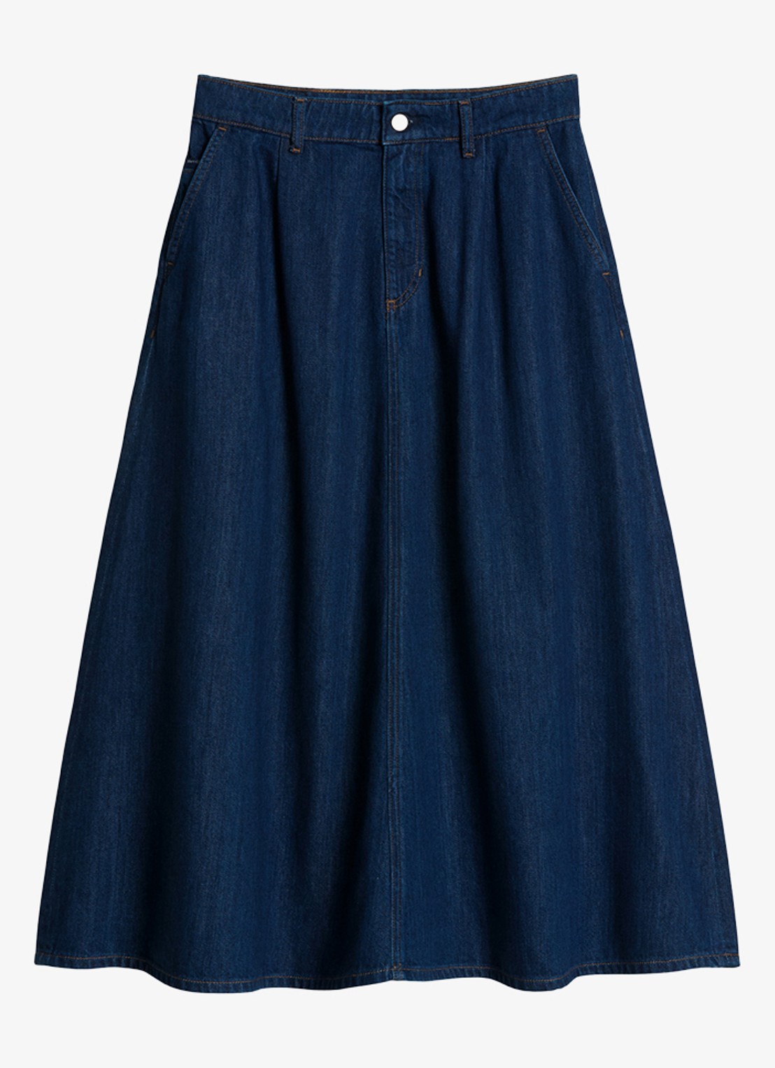 Marc O'Polo Denim Midi rok van denim - voorkant 4 donkerblauw