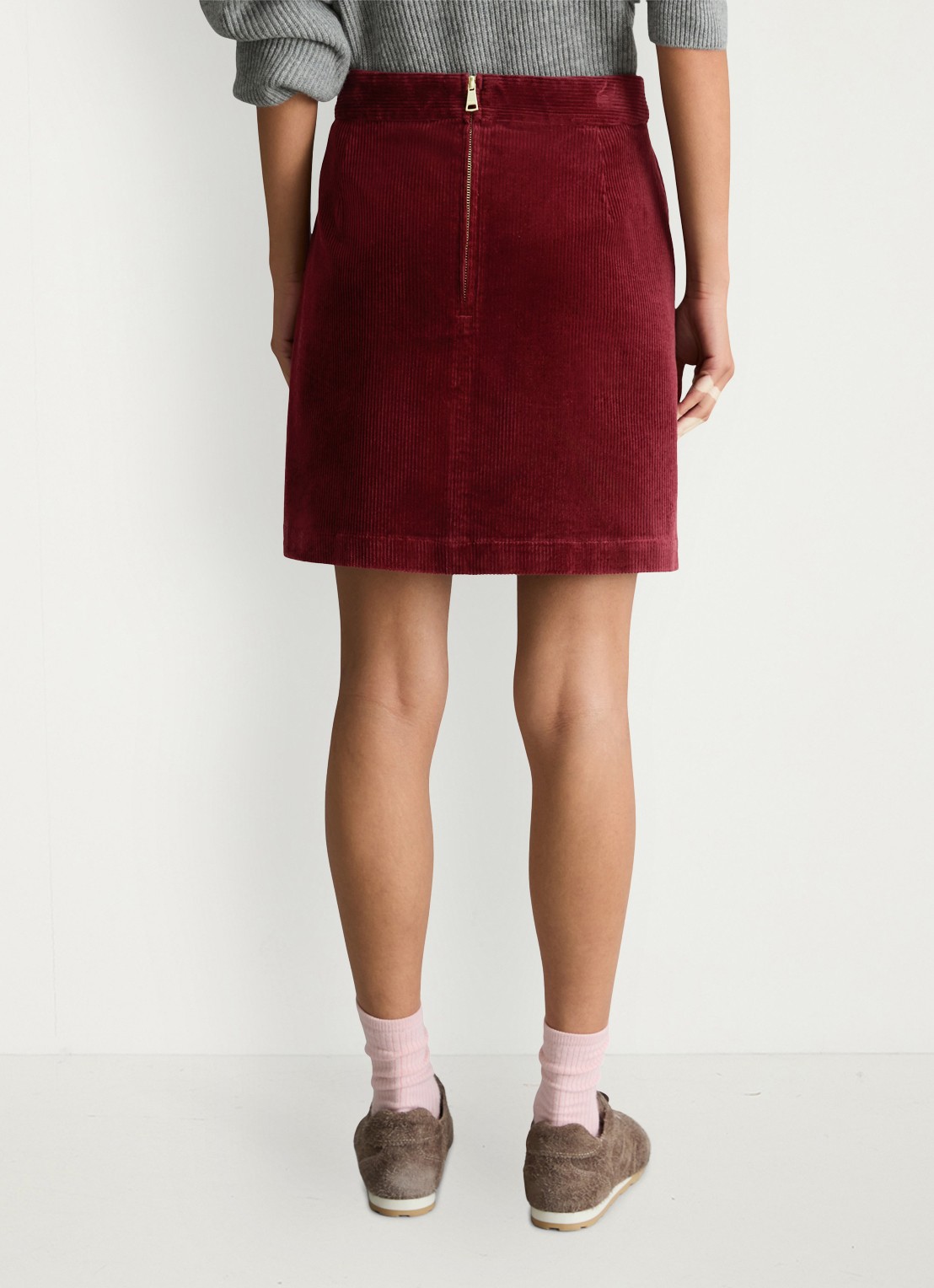 Marc O'Polo Denim Mini a-lijn rok van corduroy  - achterkant 5 kersenrood