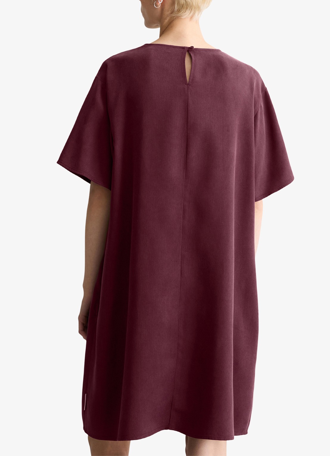 Marc O'Polo Denim Mini jurk met ronde hals - achterkant 3 merlot red/6932