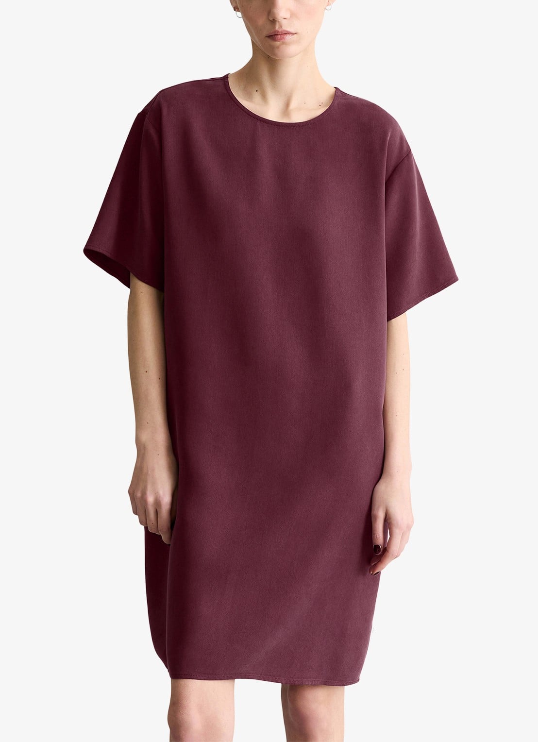 Marc O'Polo Denim Mini jurk met ronde hals - detail 4 merlot red/6932