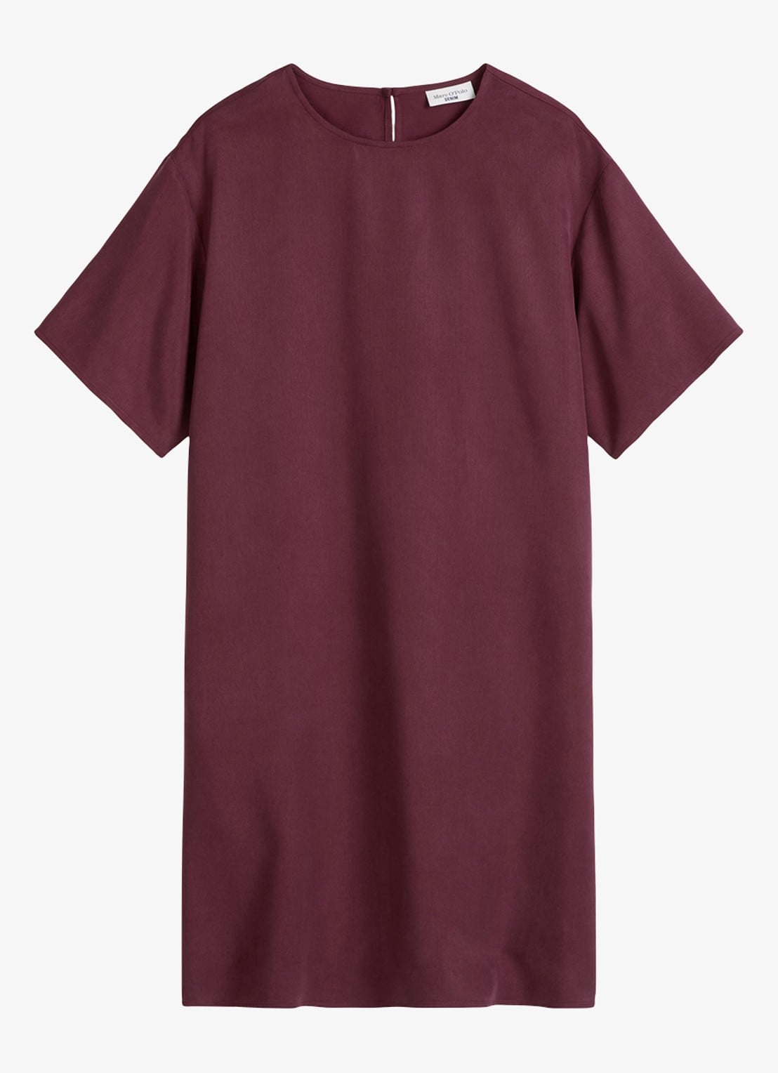 Marc O'Polo Denim Mini jurk met ronde hals - voorkant merlot red/6932