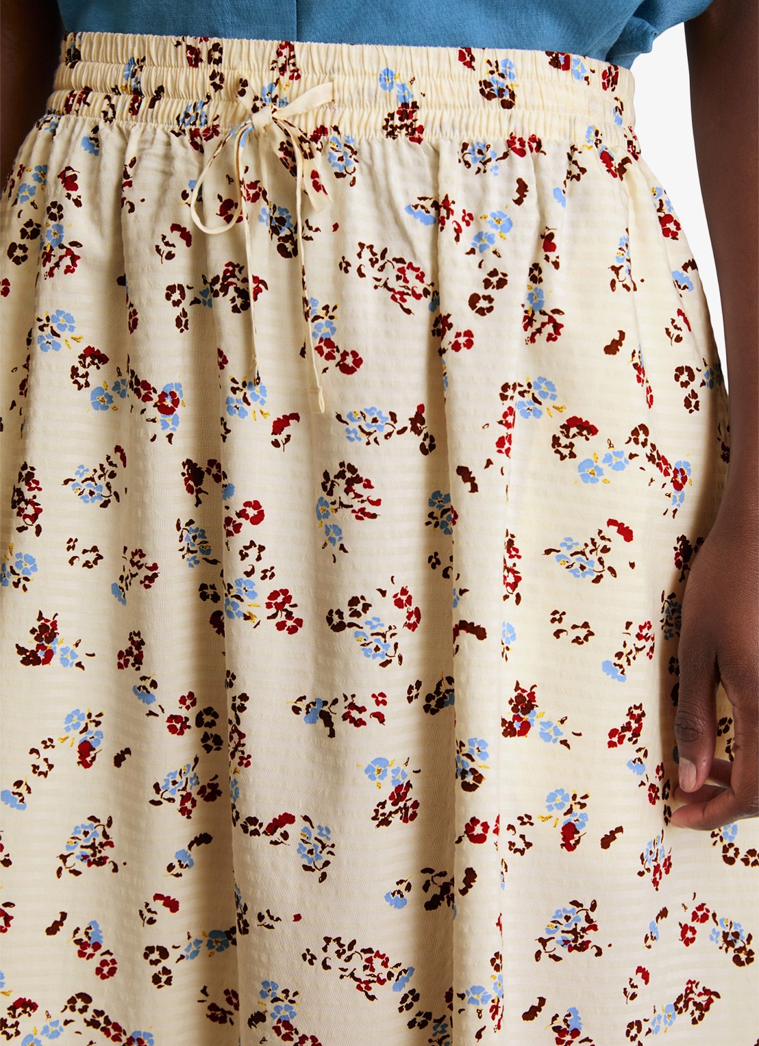 Marc O'Polo Denim Mini rok met print en elastische band - detail 2 offwhite_multi_01-1257 / wit