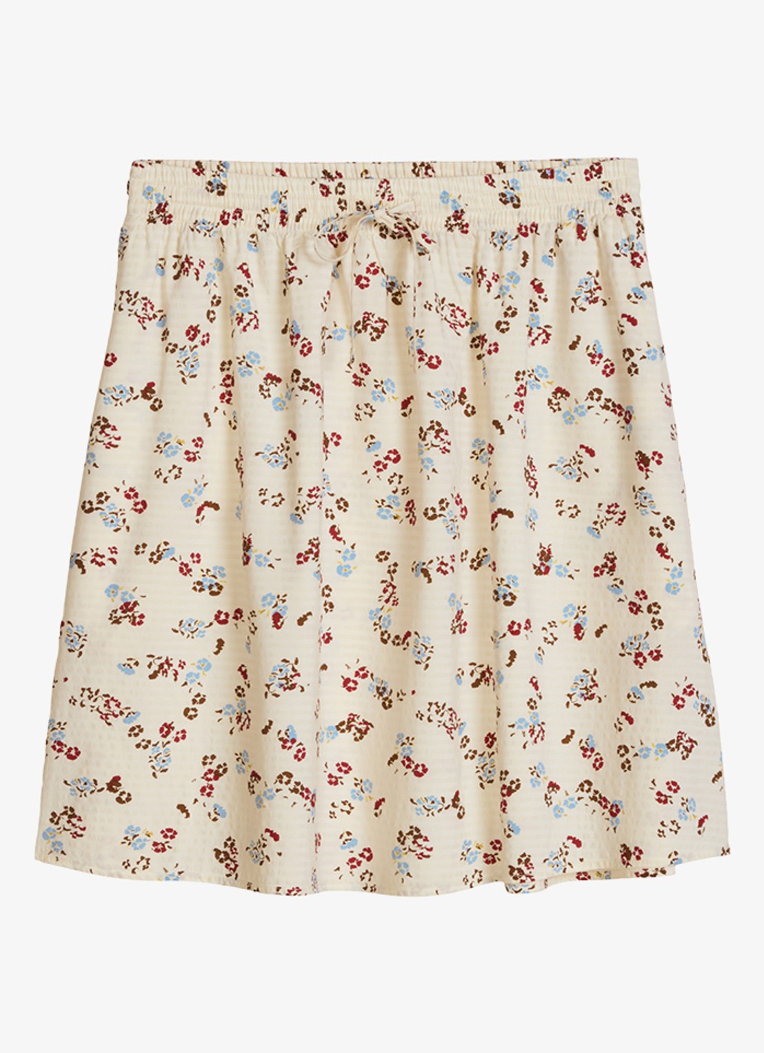 Marc O'Polo Denim Mini rok met print en elastische band - voorkant 3 offwhite_multi_01-1257 / wit