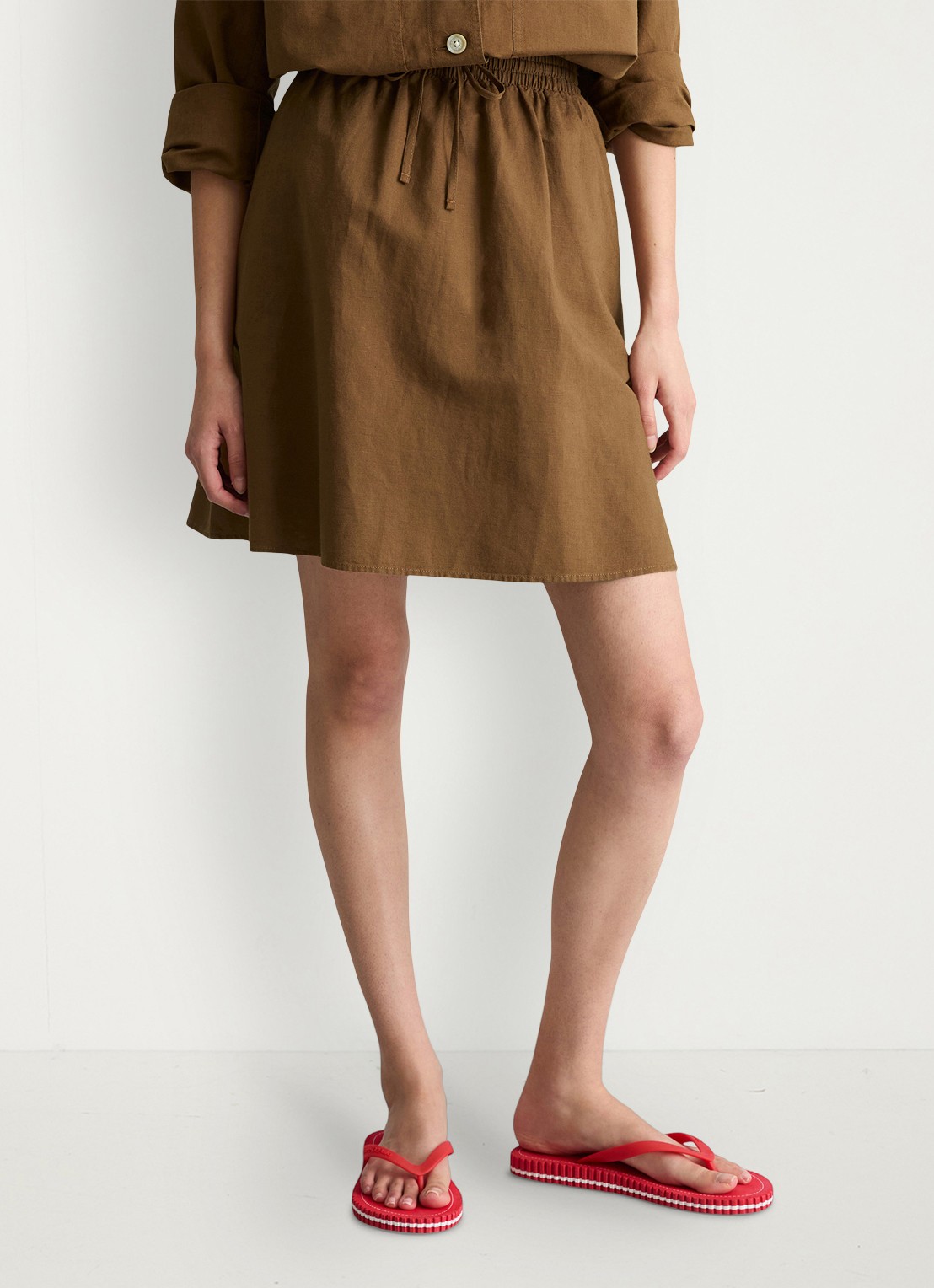 Marc O'Polo Denim Minirok met steekzakken - detail 2 umbra brown-1624 / bruin