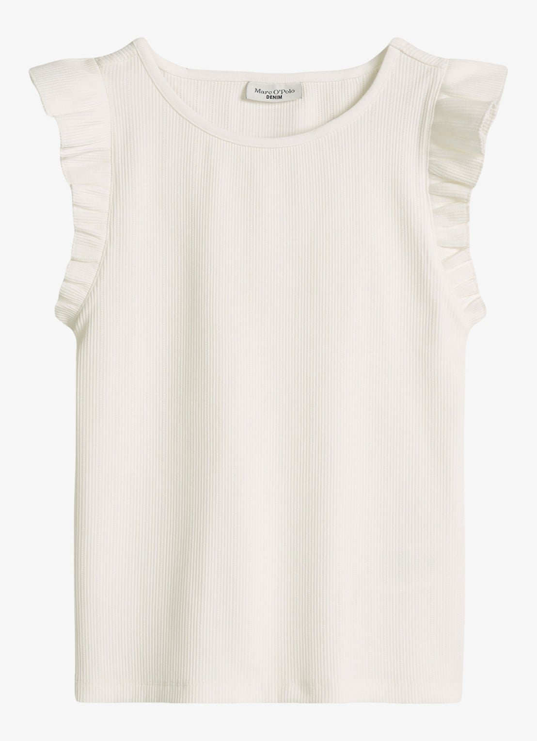 Marc O'Polo Denim Mouwloze top met ribstructuur - voorkant silky white-1183 / wit