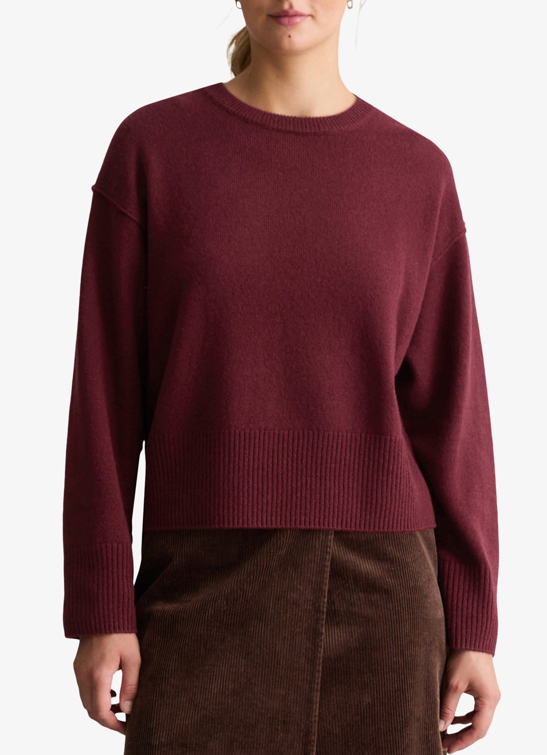 Marc O'Polo Denim Oversized pull over van wol - detail kersenrood