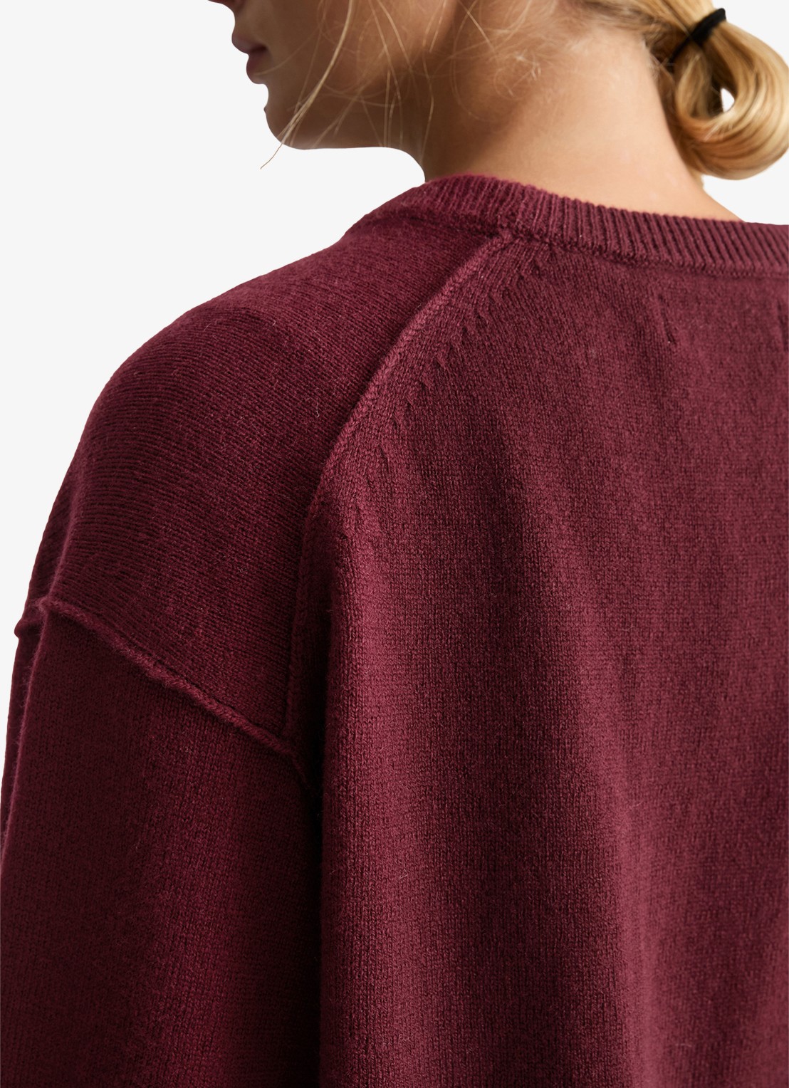 Marc O'Polo Denim Oversized pull over van wol - detail 2 kersenrood