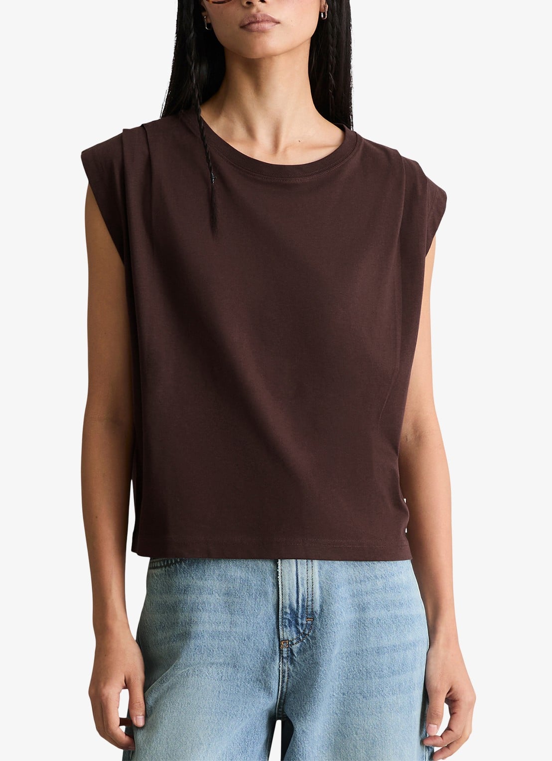 Marc O'Polo Denim Oversized T-shirt met ronde hals - detail 3 burnt aubergine-6929 / paars