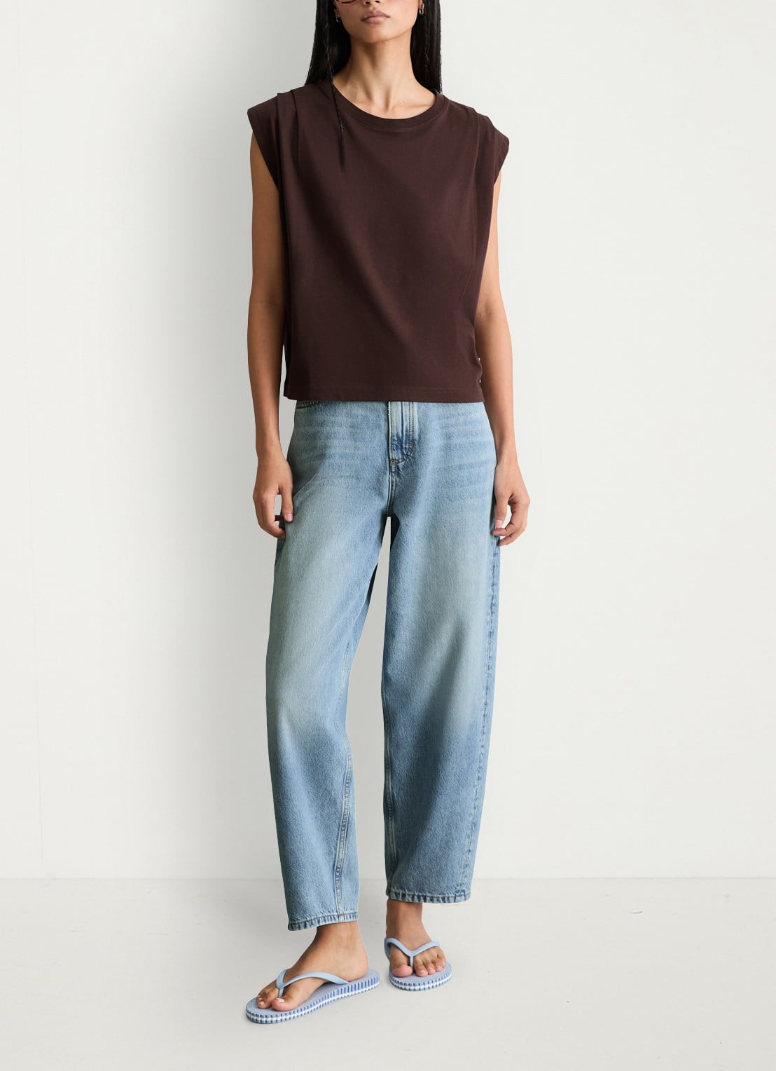 Marc O'Polo Denim Oversized T-shirt met ronde hals - voorkant 2 burnt aubergine-6929 / paars