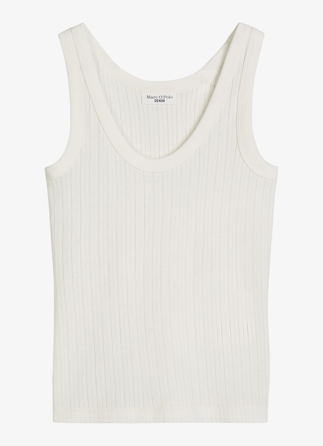 Marc O'Polo Denim Pointelle tank top van katoen - voorkant silky white-1183 / wit