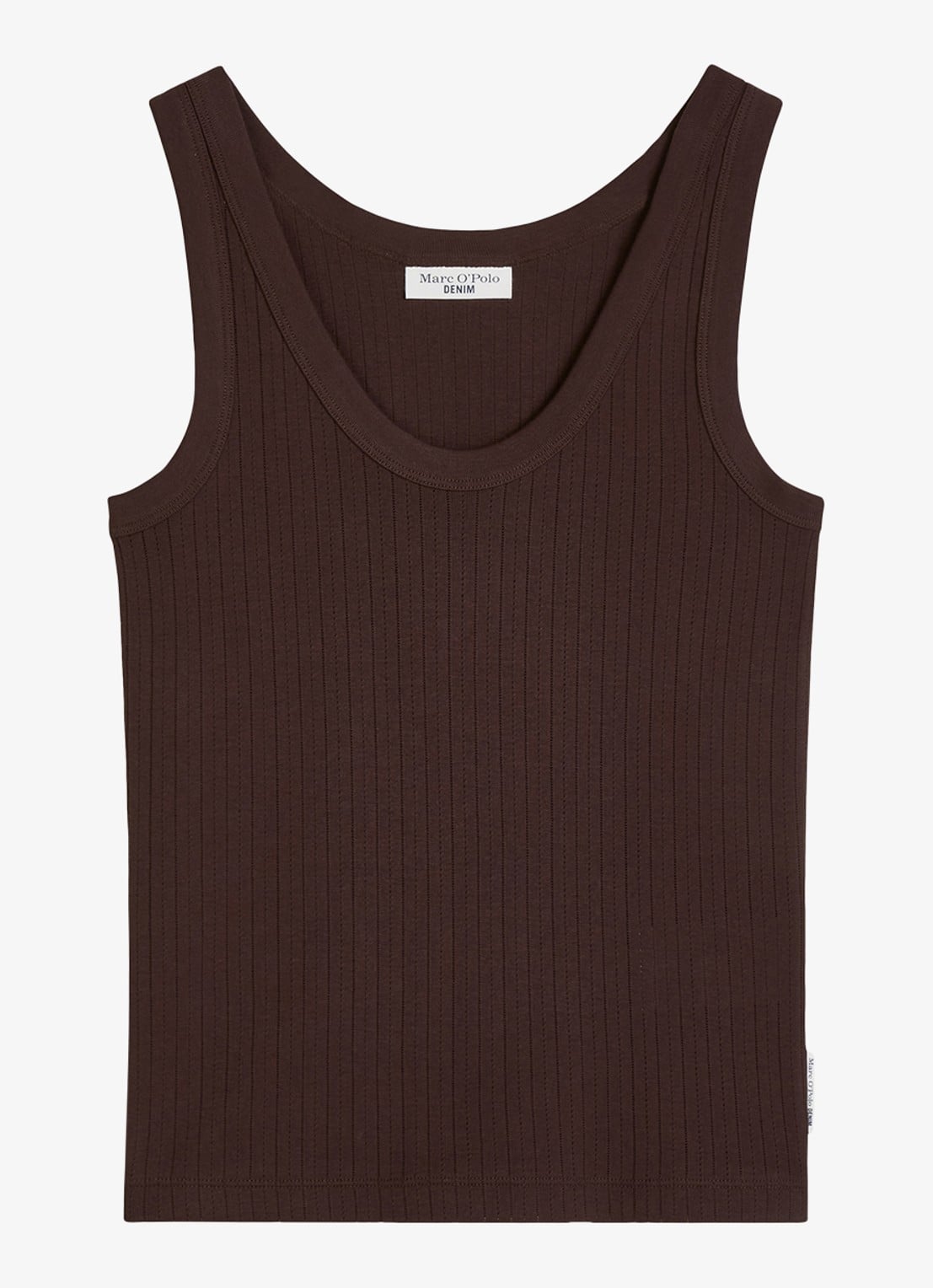 Marc O'Polo Denim Pointelle tank top van katoen - voorkant burnt aubergine-6929 / paars
