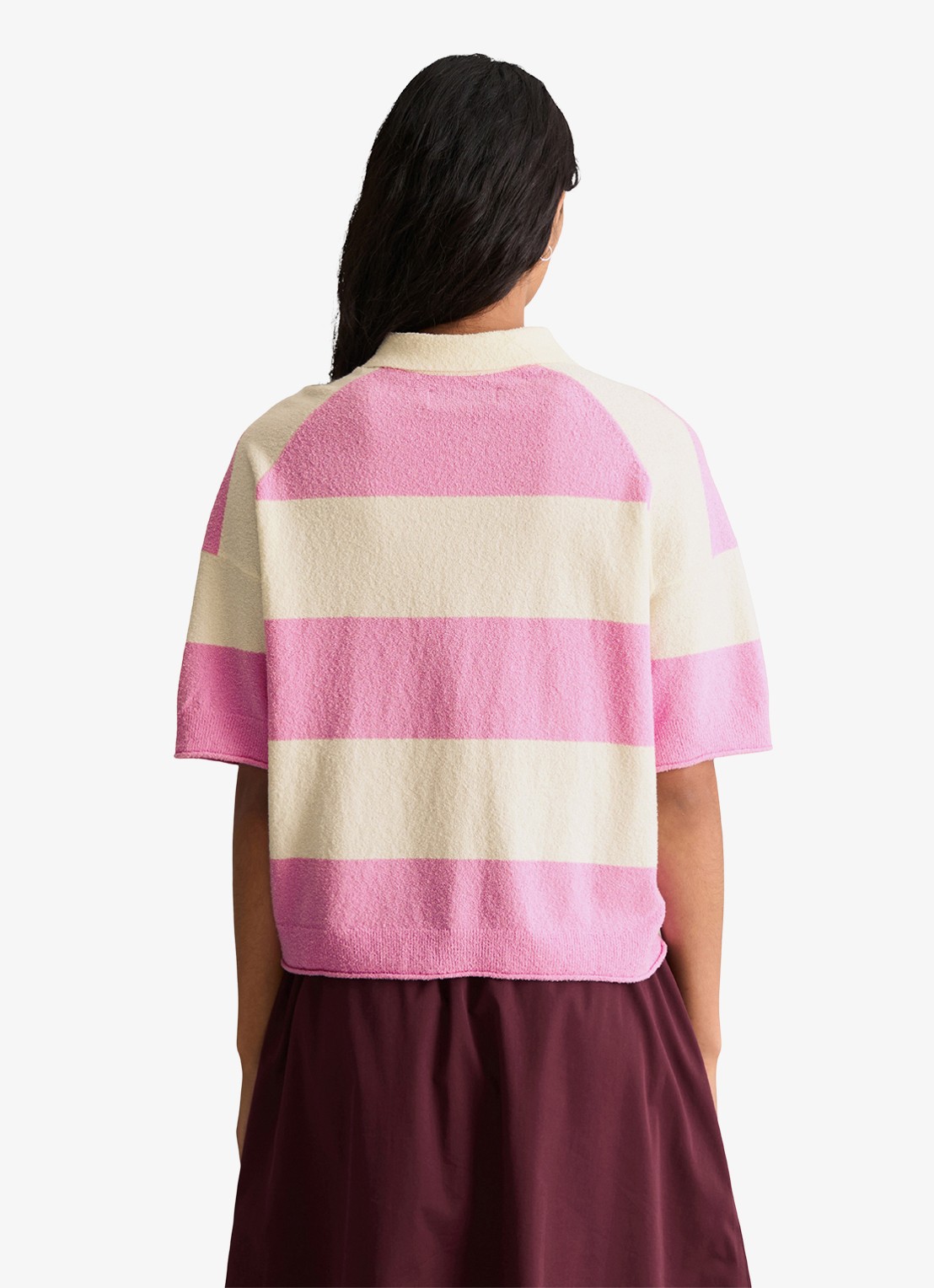 Marc O'Polo Denim Polo met streepprint - achterkant 3 light pink/8375