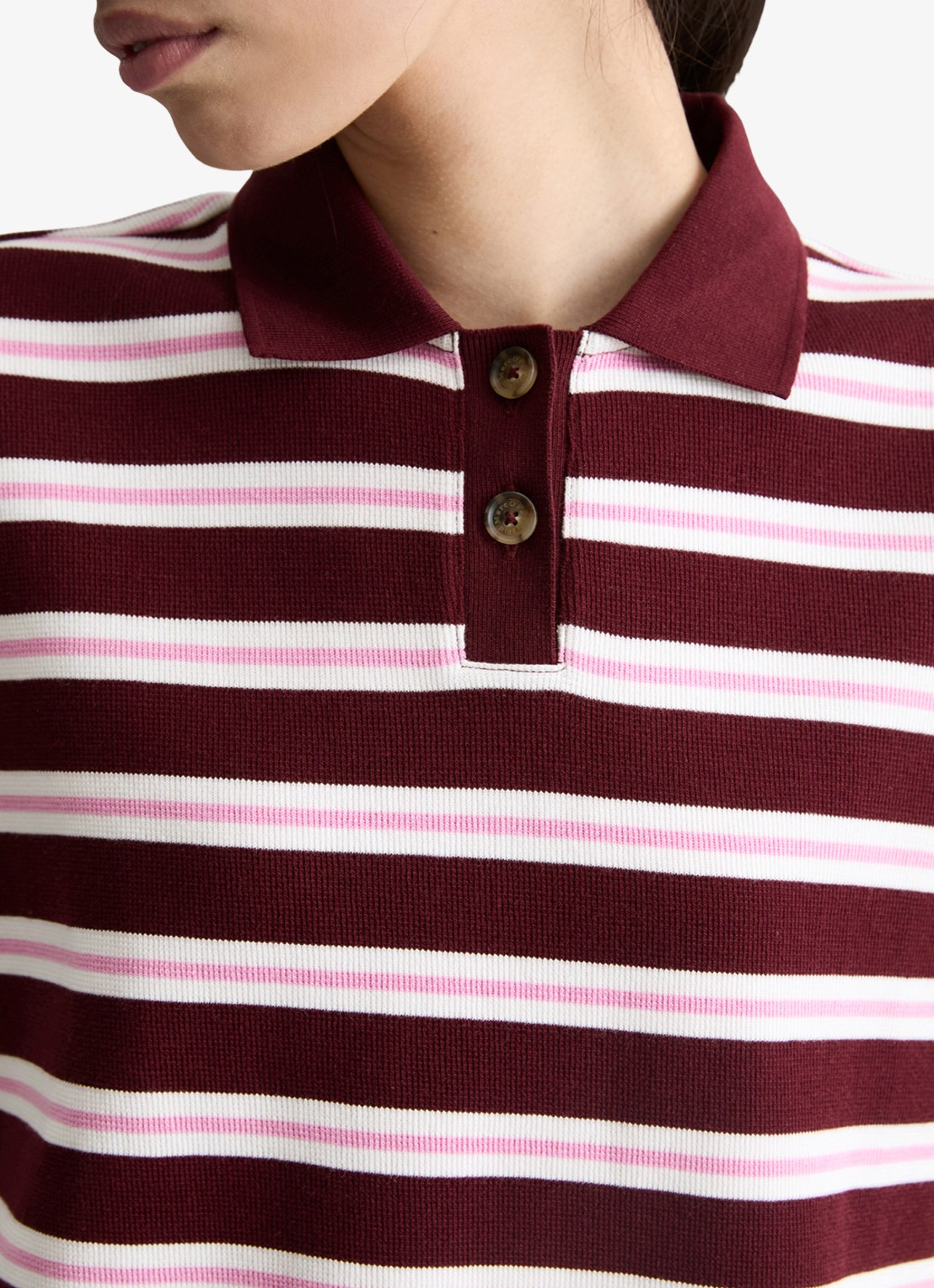 Marc O'Polo Denim Polo met streepprint - detail 5 dark red/7026