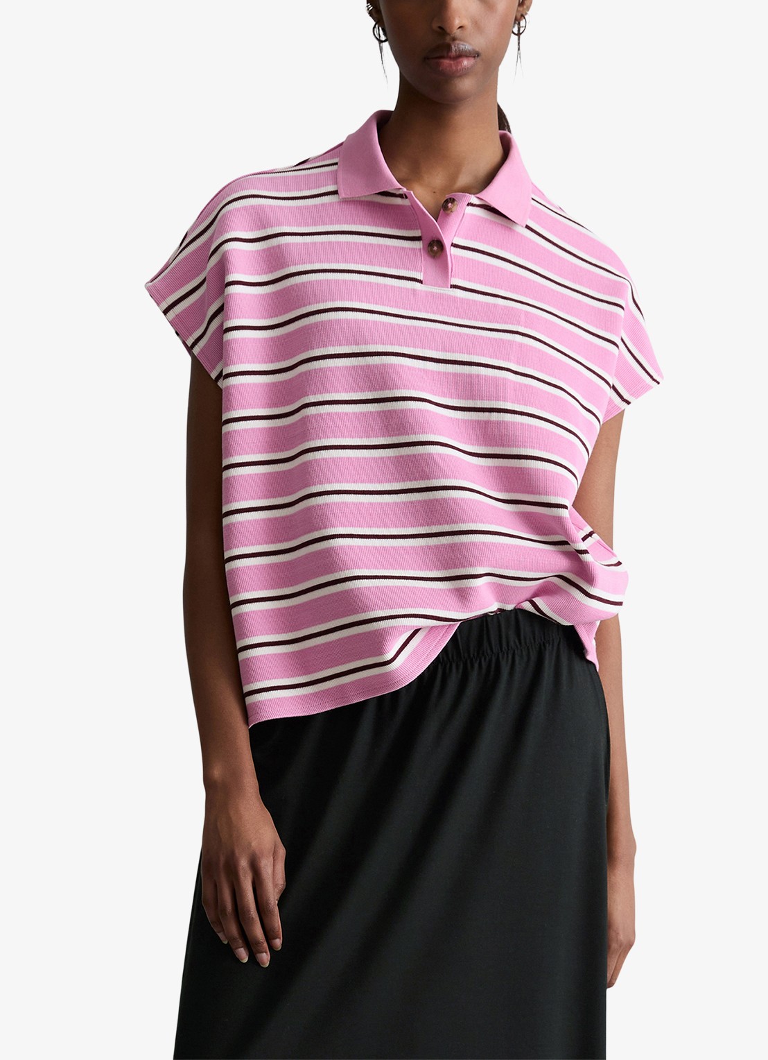 Marc O'Polo Denim Polo met streepprint - detail 2 light pink/8375