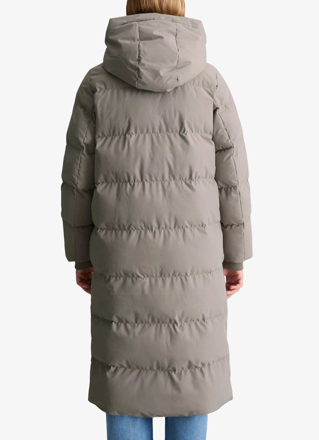 Marc O'Polo Denim Puffer jas met capuchon - achterkant 3 lichtgrijs