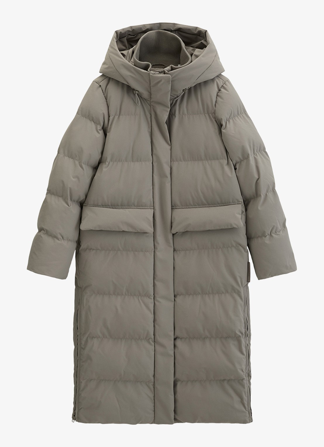 Marc O'Polo Denim Puffer jas met capuchon - voorkant 4 lichtgrijs