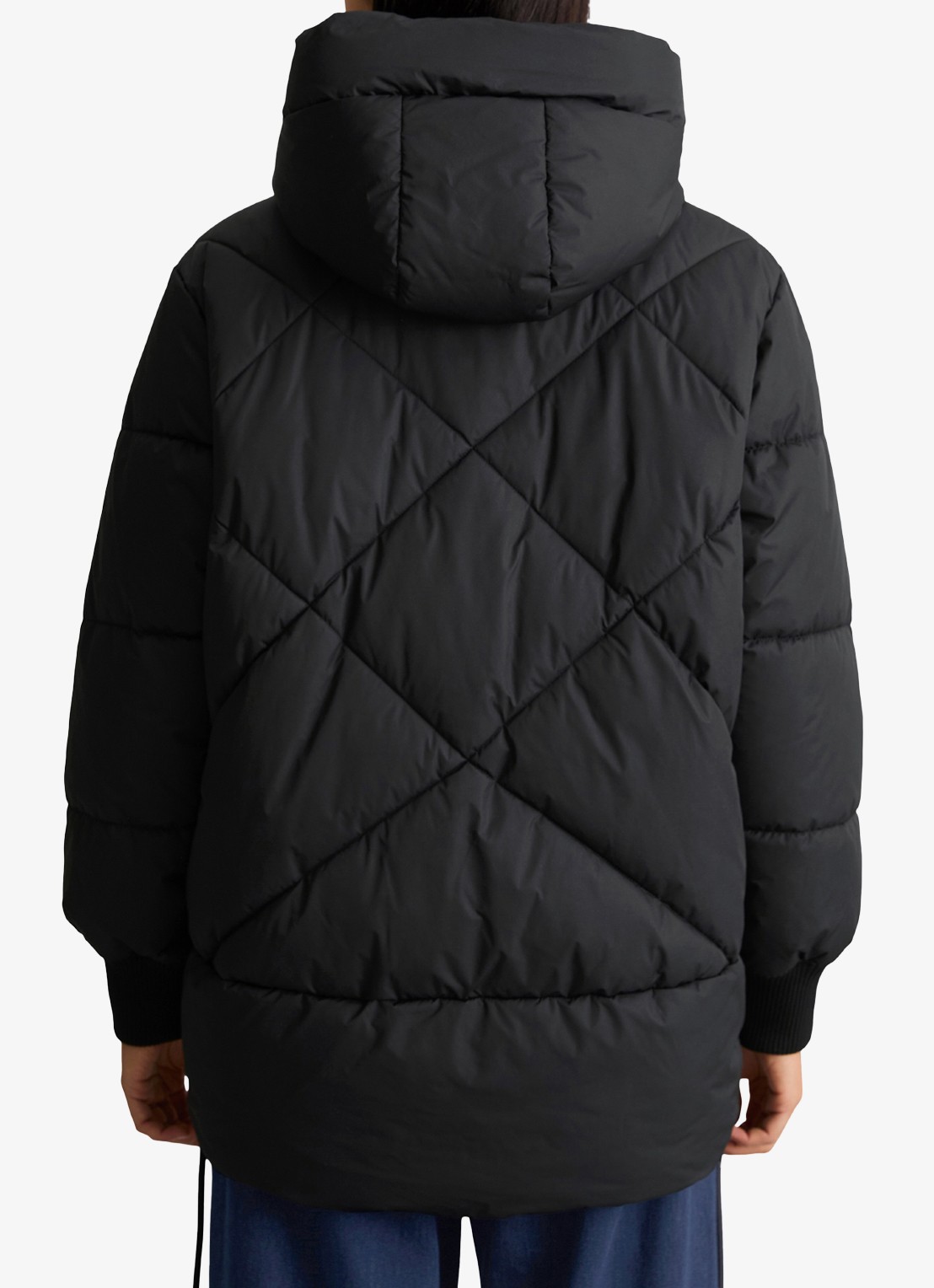 Marc O'Polo Denim Puffer jas met capuchon - achterkant zwart