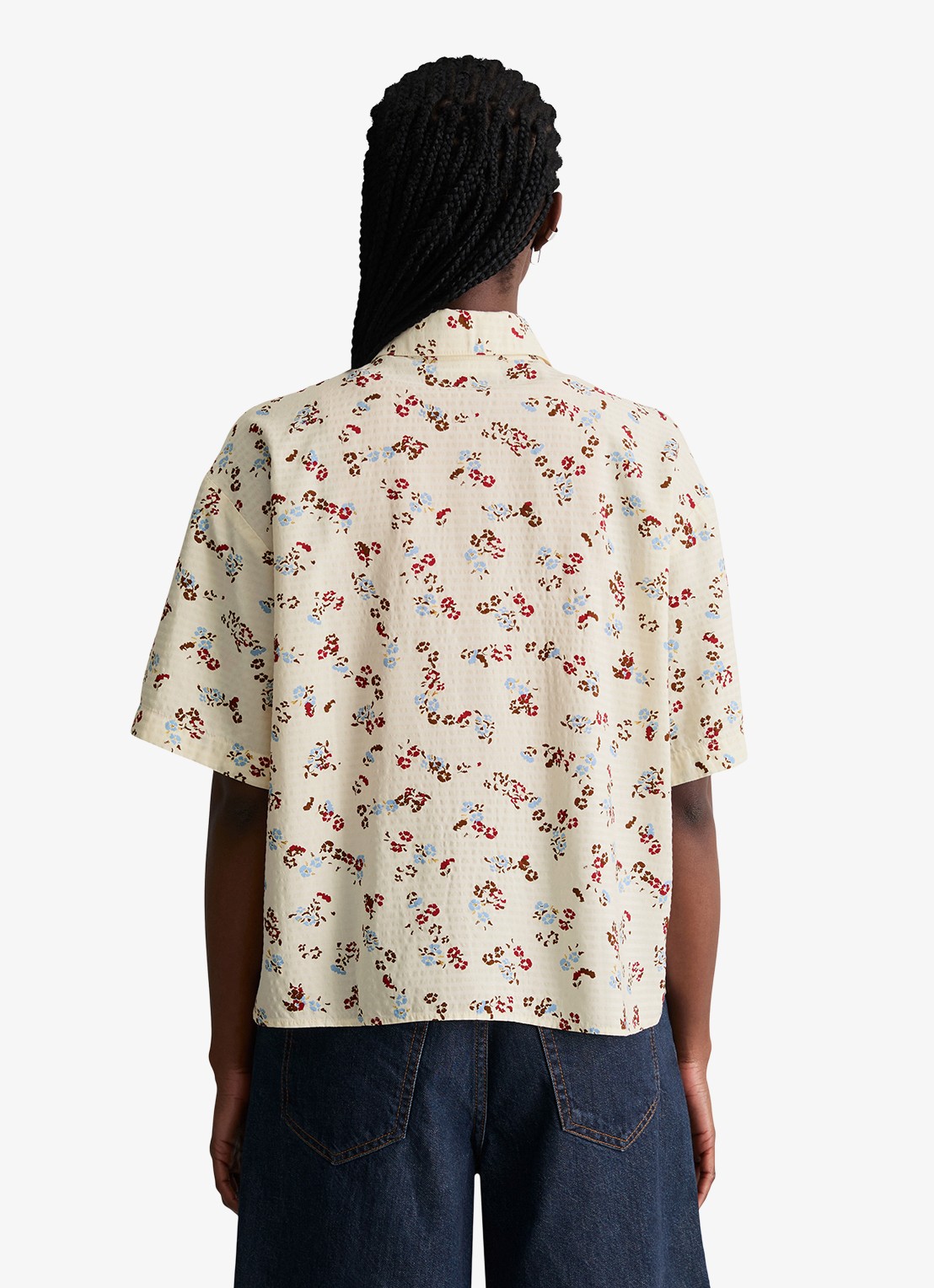 Marc O'Polo Denim Relaxed fit overshirt met bloemenprint - achterkant offwhite multi 01-1257 / wit