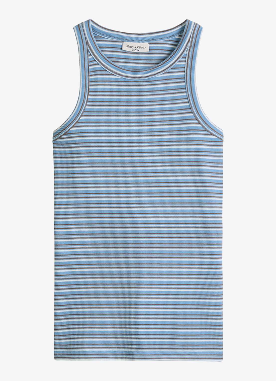 Marc O'Polo Denim Ribgebreide tanktop met streepprint - voorkant 2 light bluemulti01-5699 / lichtblauw