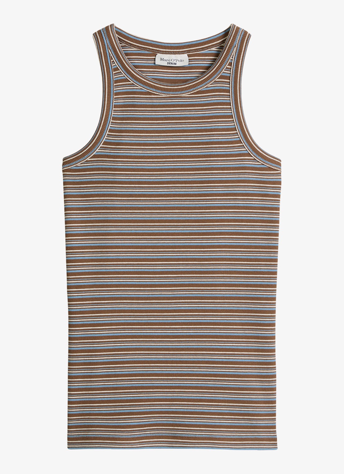 Marc O'Polo Denim Ribgebreide tanktop met streepprint - voorkant 3 bruin
