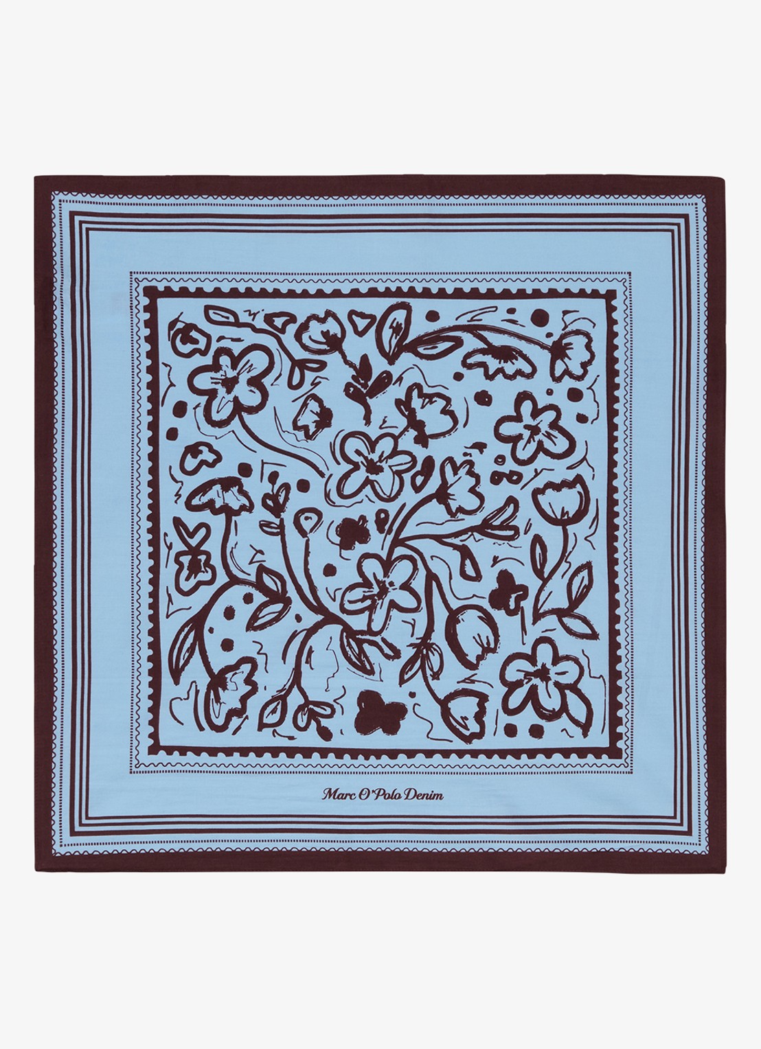 Marc O'Polo Denim Sjaal met bloemenprint - voorkant 3 lichtblauw