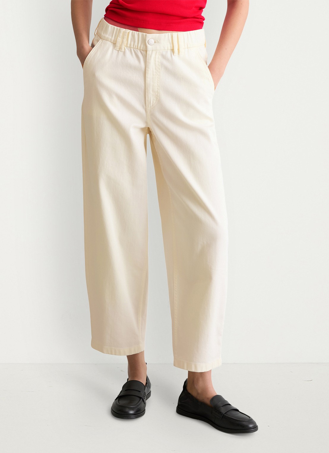 Marc O'Polo Denim Straight fit cropped jeans met gekleurde wassing - detail 4 beige