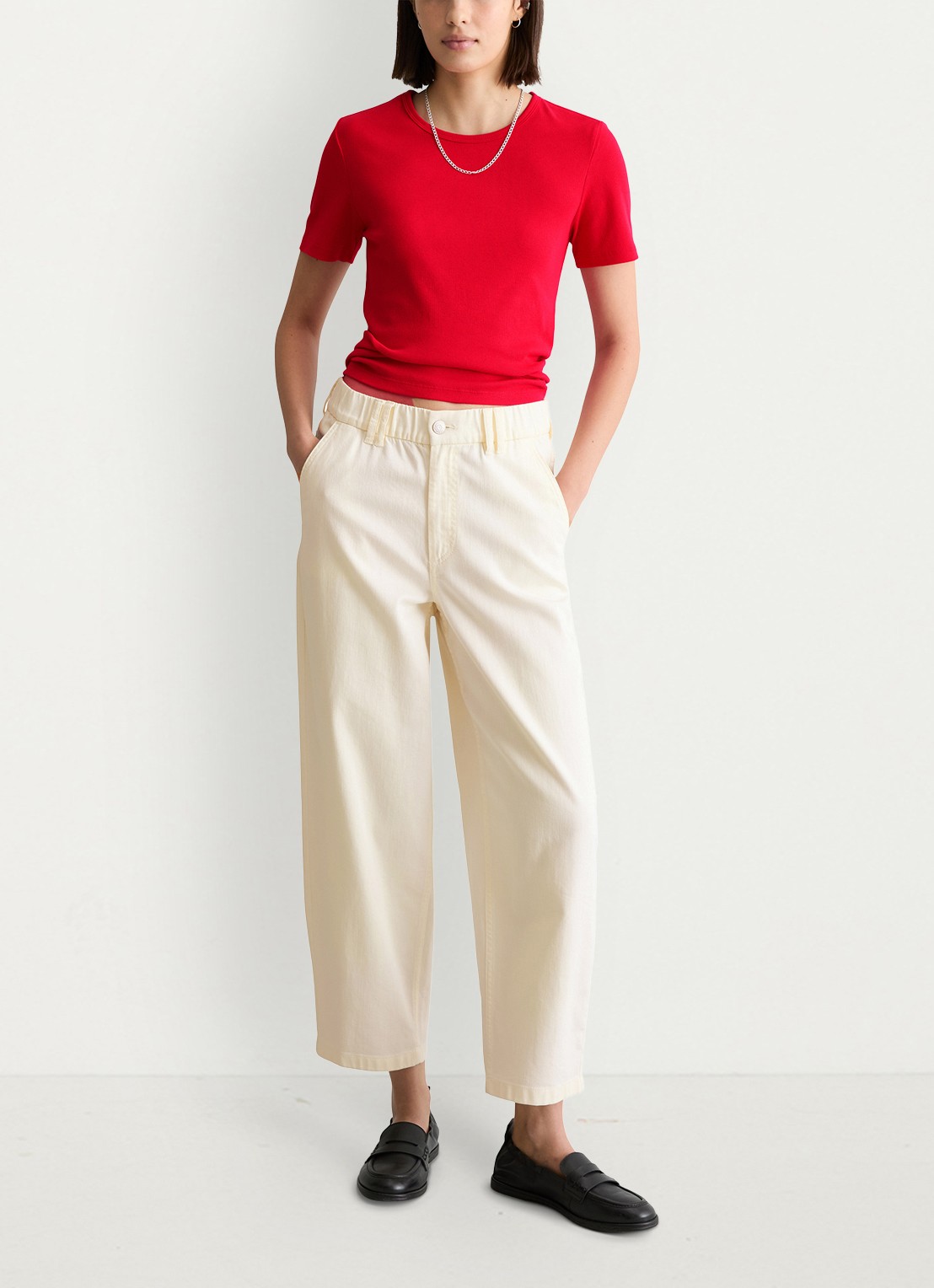 Marc O'Polo Denim Straight fit cropped jeans met gekleurde wassing - voorkant 3 beige