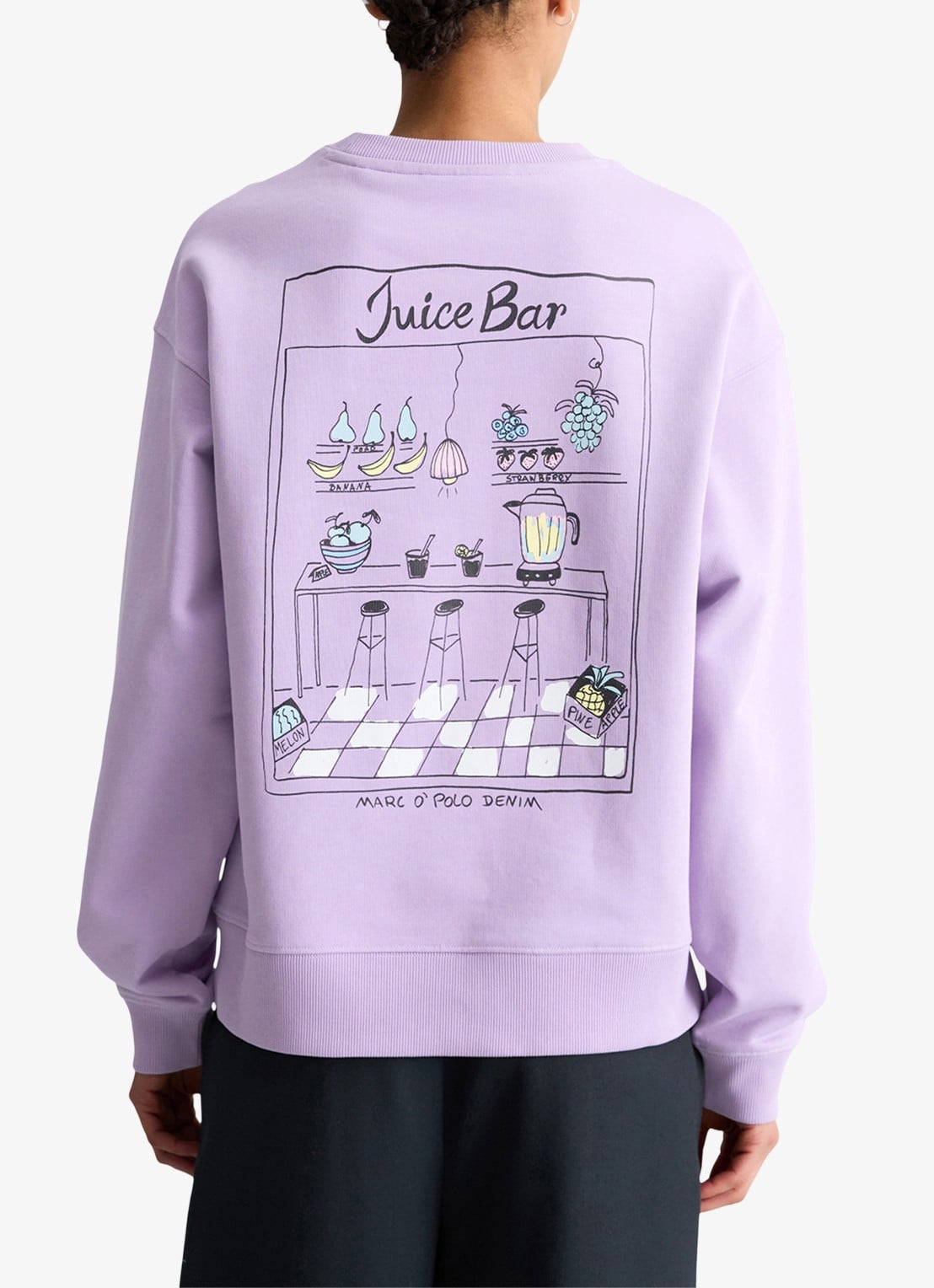 Marc O'Polo Denim Sweater met logo- en backprint - achterkant 5 paars