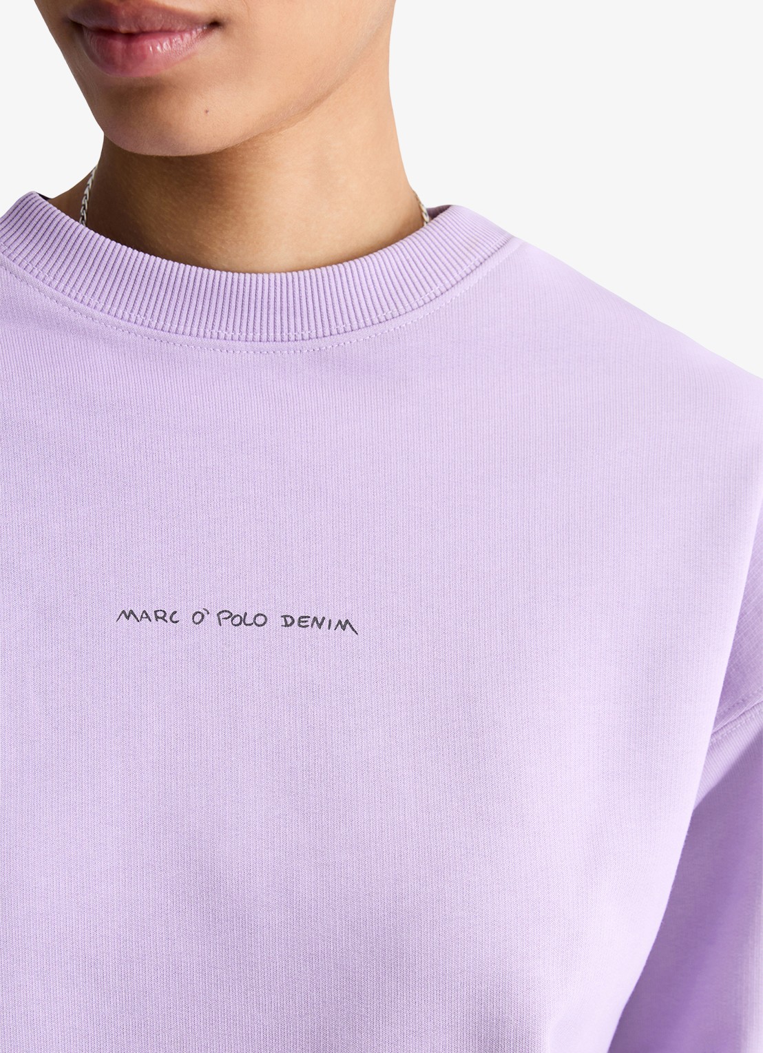 Marc O'Polo Denim Sweater met logo- en backprint - detail 2 paars