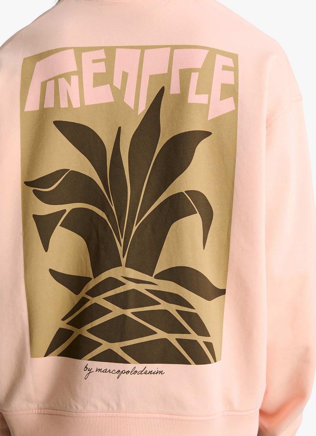 Marc O'Polo Denim Sweater met logo- en backprint - detail 5 zalmroze
