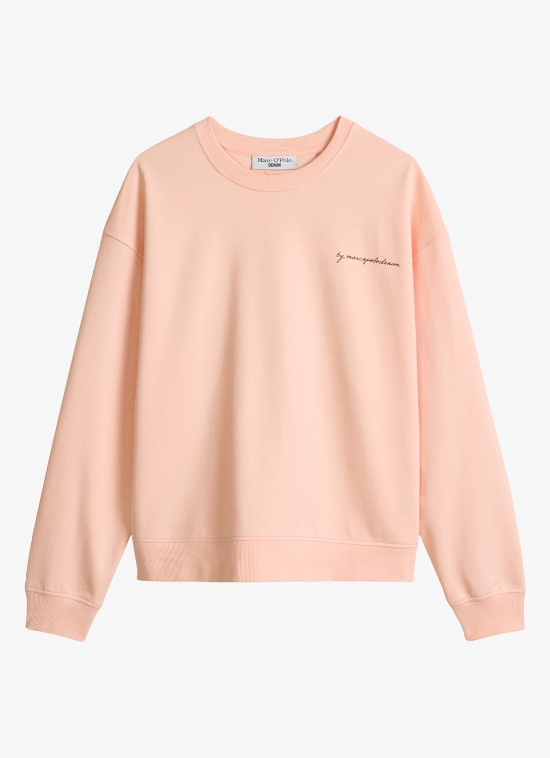 Marc O'Polo Denim Sweater met logo- en backprint - voorkant 2 zalmroze