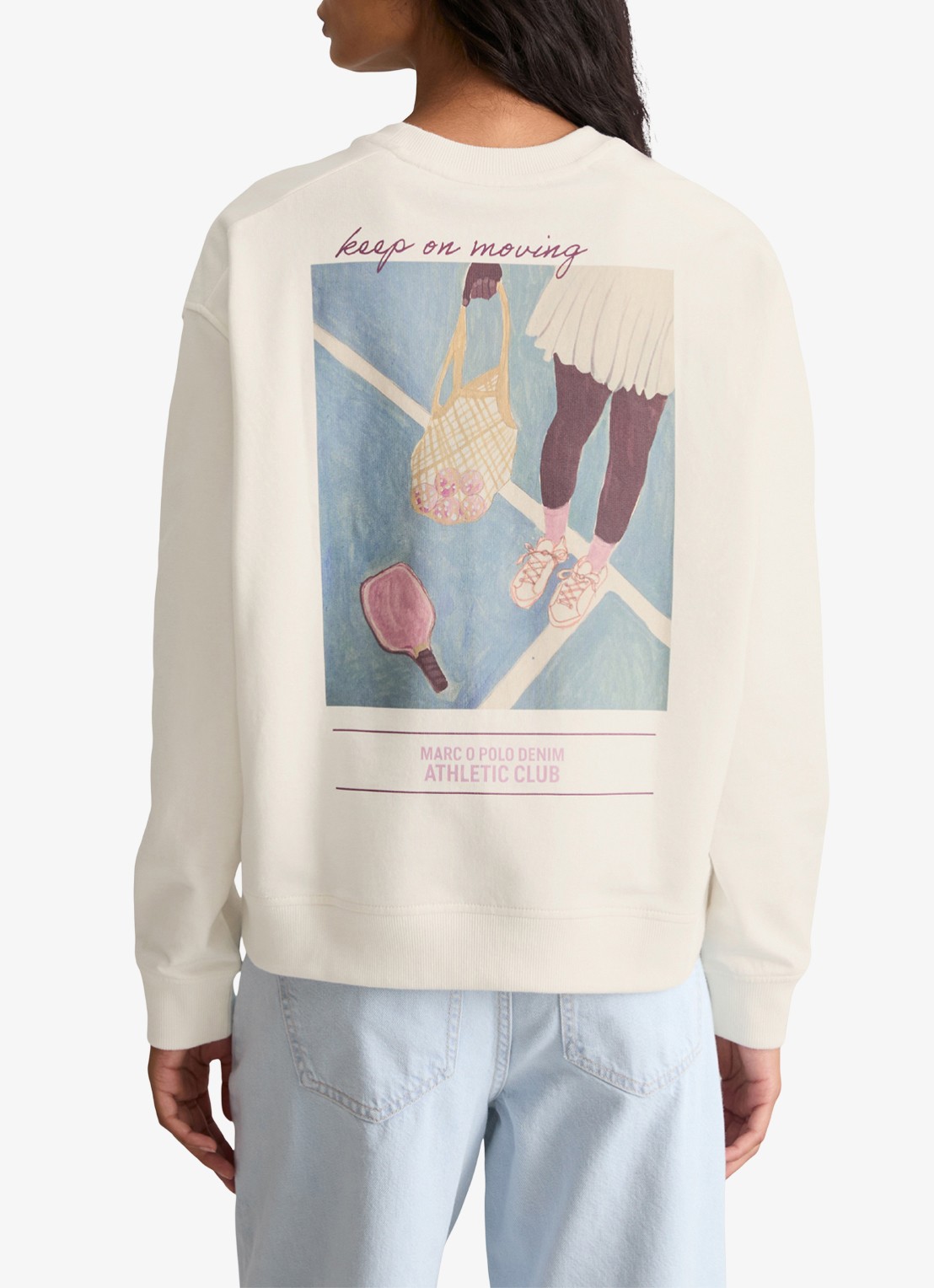 Marc O'Polo Denim Sweater met logo- en backprint - achterkant silky white/1183