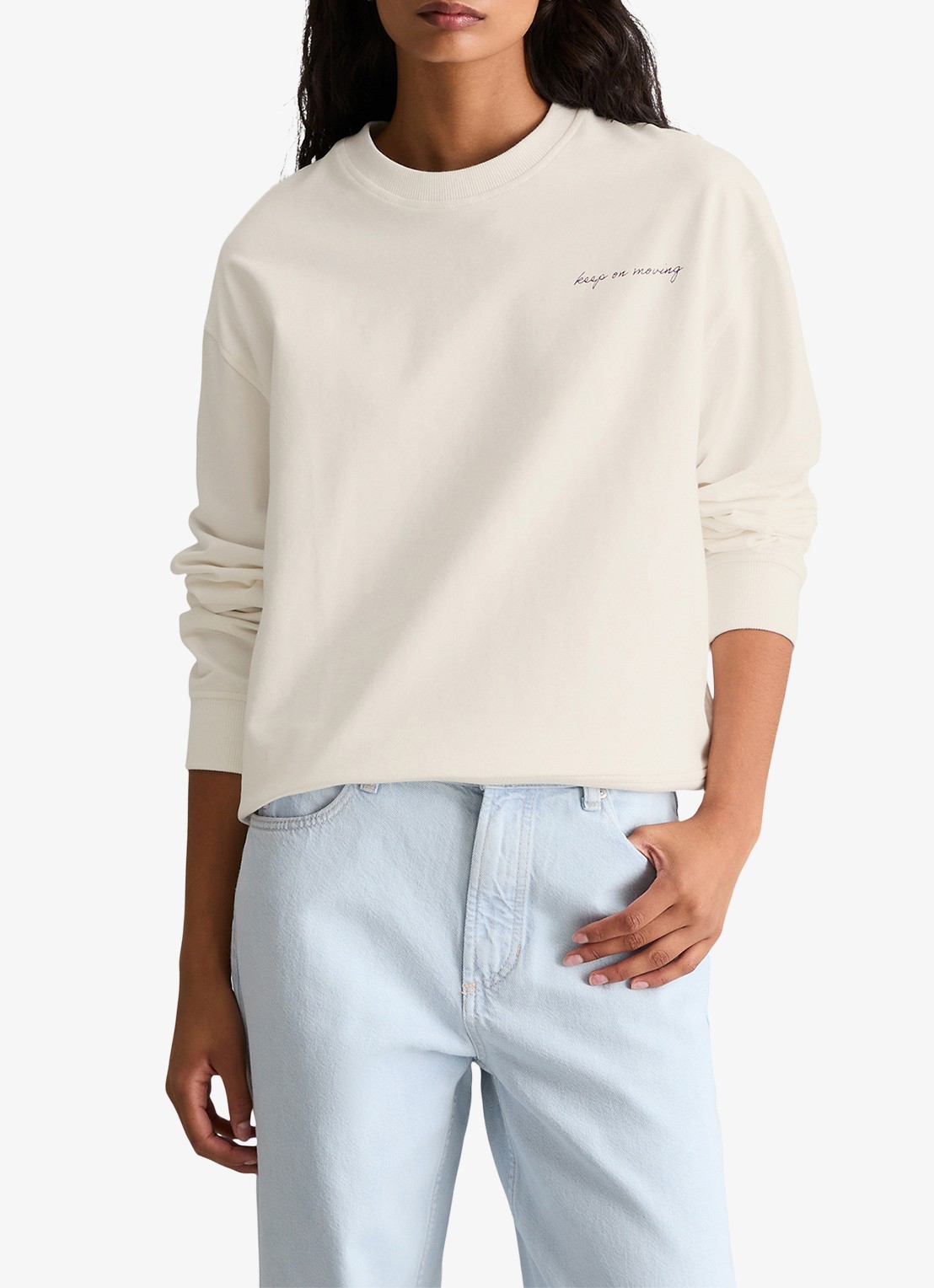 Marc O'Polo Denim Sweater met logo- en backprint - detail 4 silky white/1183