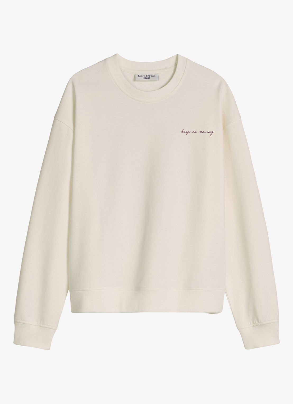 Marc O'Polo Denim Sweater met logo- en backprint - voorkant 2 silky white/1183