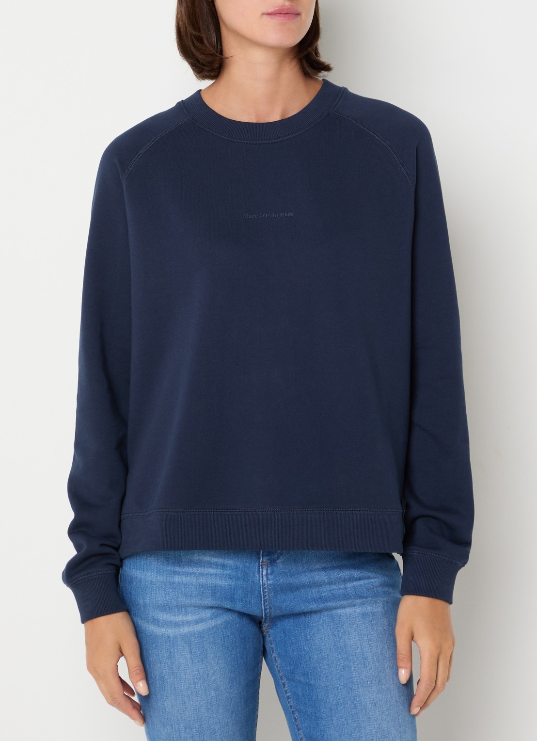 Marc O'Polo Denim Sweater met logo - detail 4 donkerblauw
