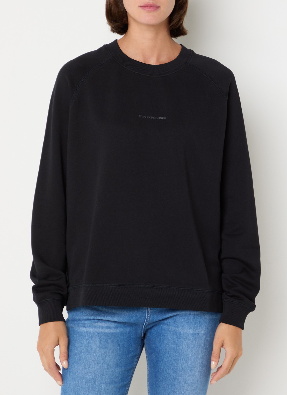 Marc O'Polo Denim Sweater met logo - detail 4 zwart