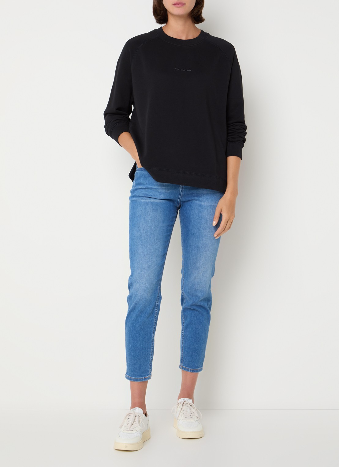 Marc O'Polo Denim Sweater met logo - voorkant 3 zwart