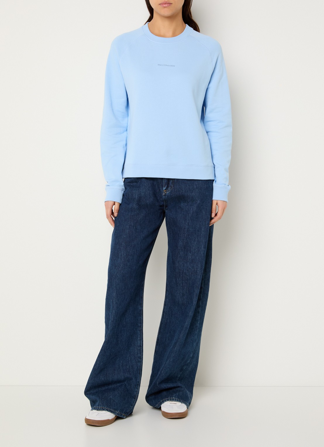 Marc O'Polo Denim Sweater met logo - voorkant 4 lichtblauw
