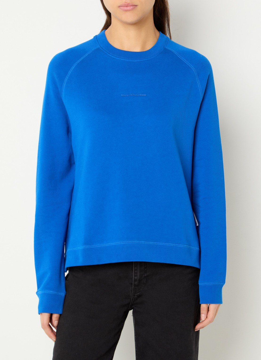 Marc O'Polo Denim Sweater met logo - detail 2 kobaltblauw