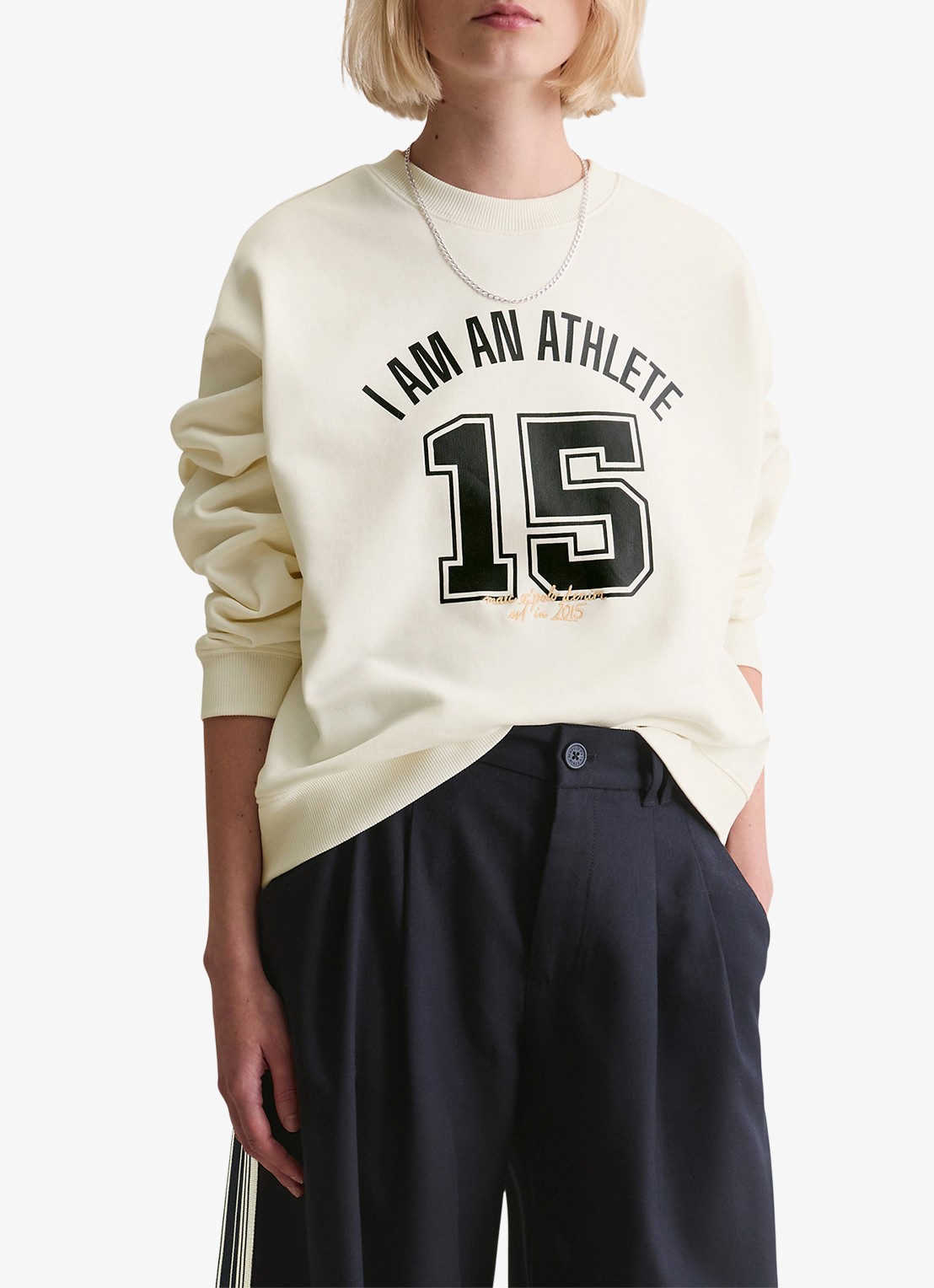 Marc O'Polo Denim Sweater met logoprint - detail 3 gebroken wit