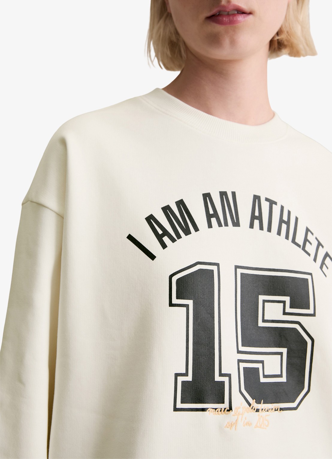 Marc O'Polo Denim Sweater met logoprint - detail 4 gebroken wit