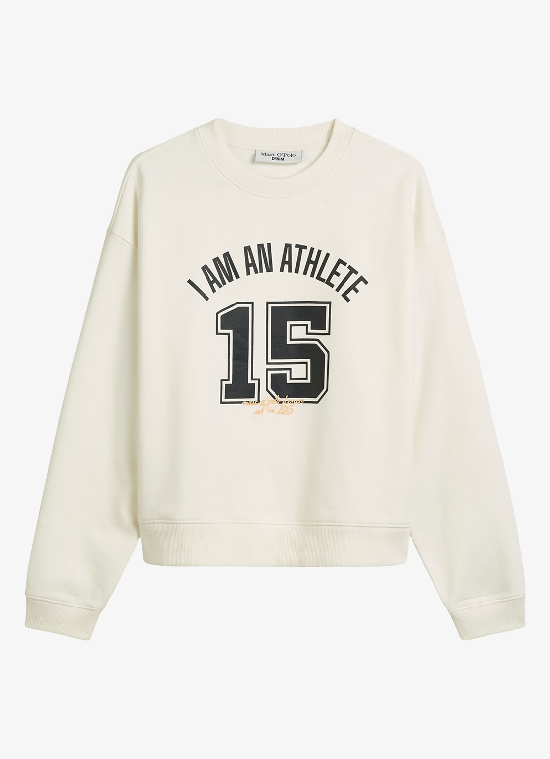 Marc O'Polo Denim Sweater met logoprint - voorkant gebroken wit
