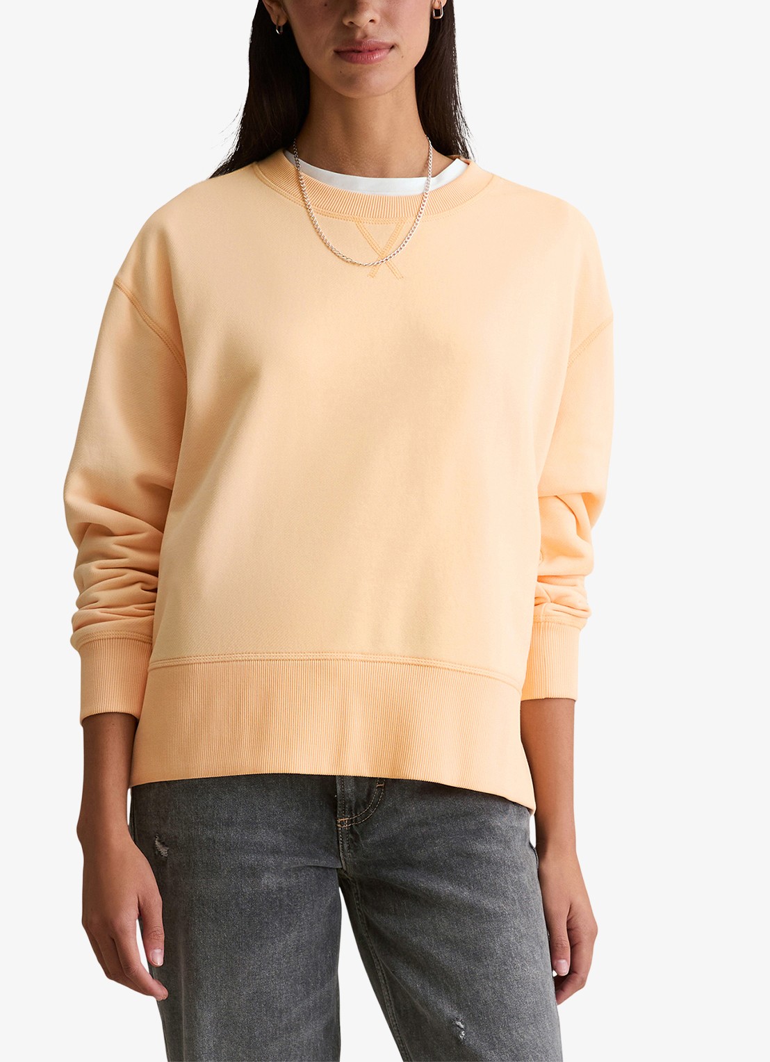 Marc O'Polo Denim Sweater met ronde hals - detail 4 lichtoranje