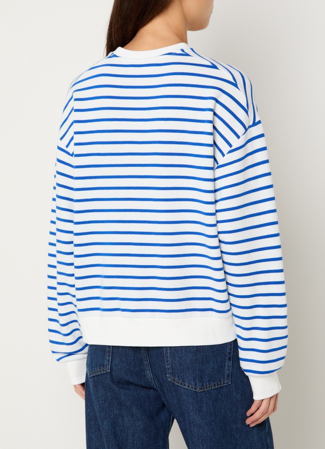 Marc O'Polo Denim Sweater met streepprint  - achterkant 3 kobaltblauw