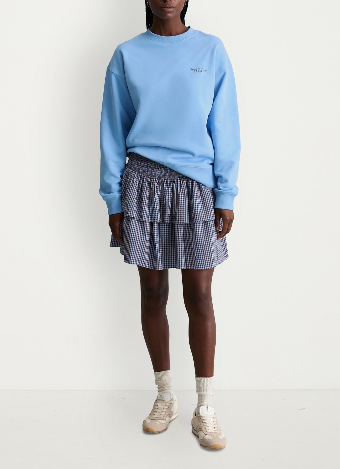 Marc O'Polo Denim Sweatershirt van katoen met logo en backprint - voorkant 2 medium blue 4840-4840 / blauw