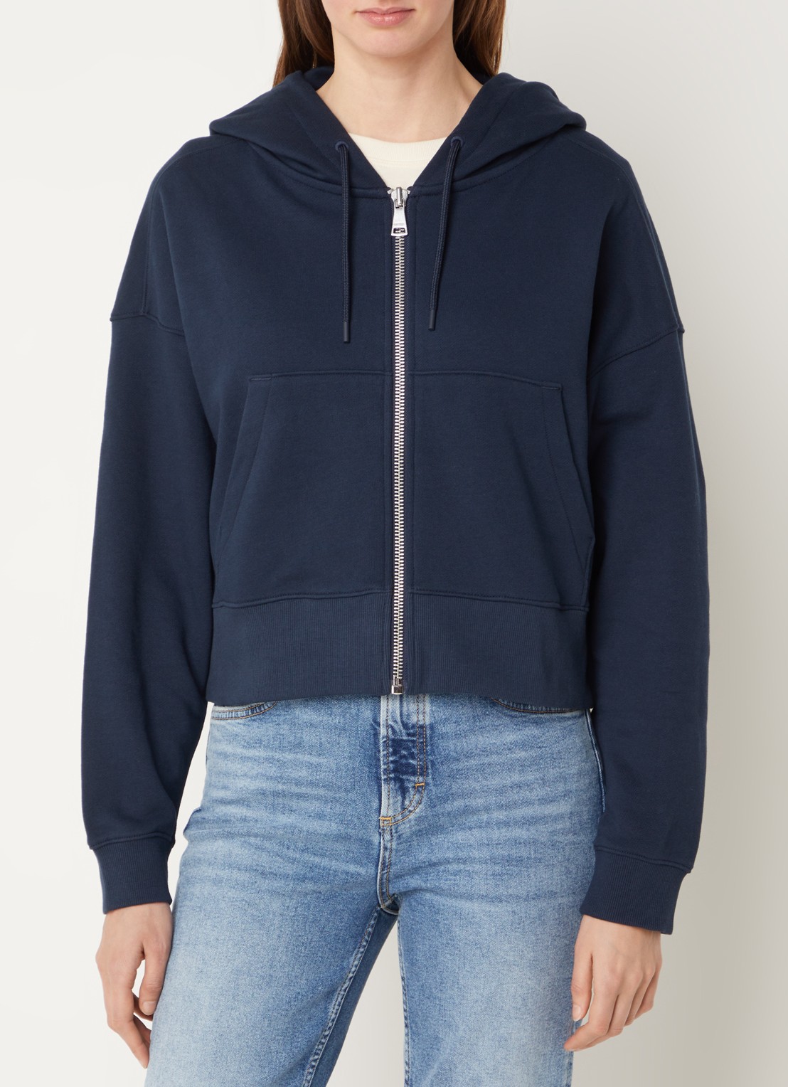 Marc O'Polo Denim Sweatvest met capuchon - detail 4 donkerblauw
